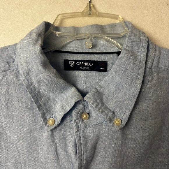 Daniel Cremieux classics shirt sz 2XL XXL 100% linen button up down baby blue - Picture 2 of 4